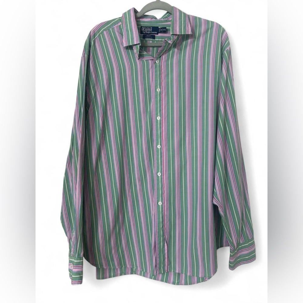 Polo Ralph Lauren Men’s Striped Shirt 18 XXL Classic Fit Long Sleeve Cotton